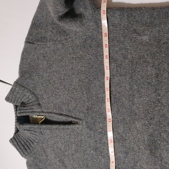 LL Bean Quarter Zip Grey Sweater with Elbow Pads mens size Medium - Picture 5 of 8